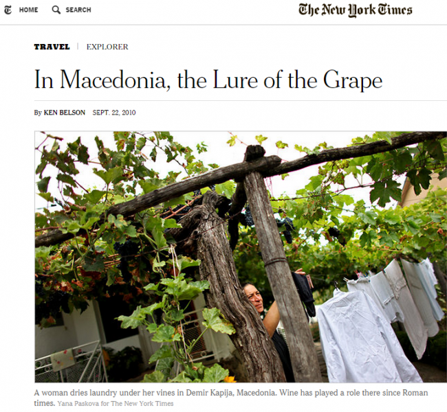 Article about the Macedonian wine